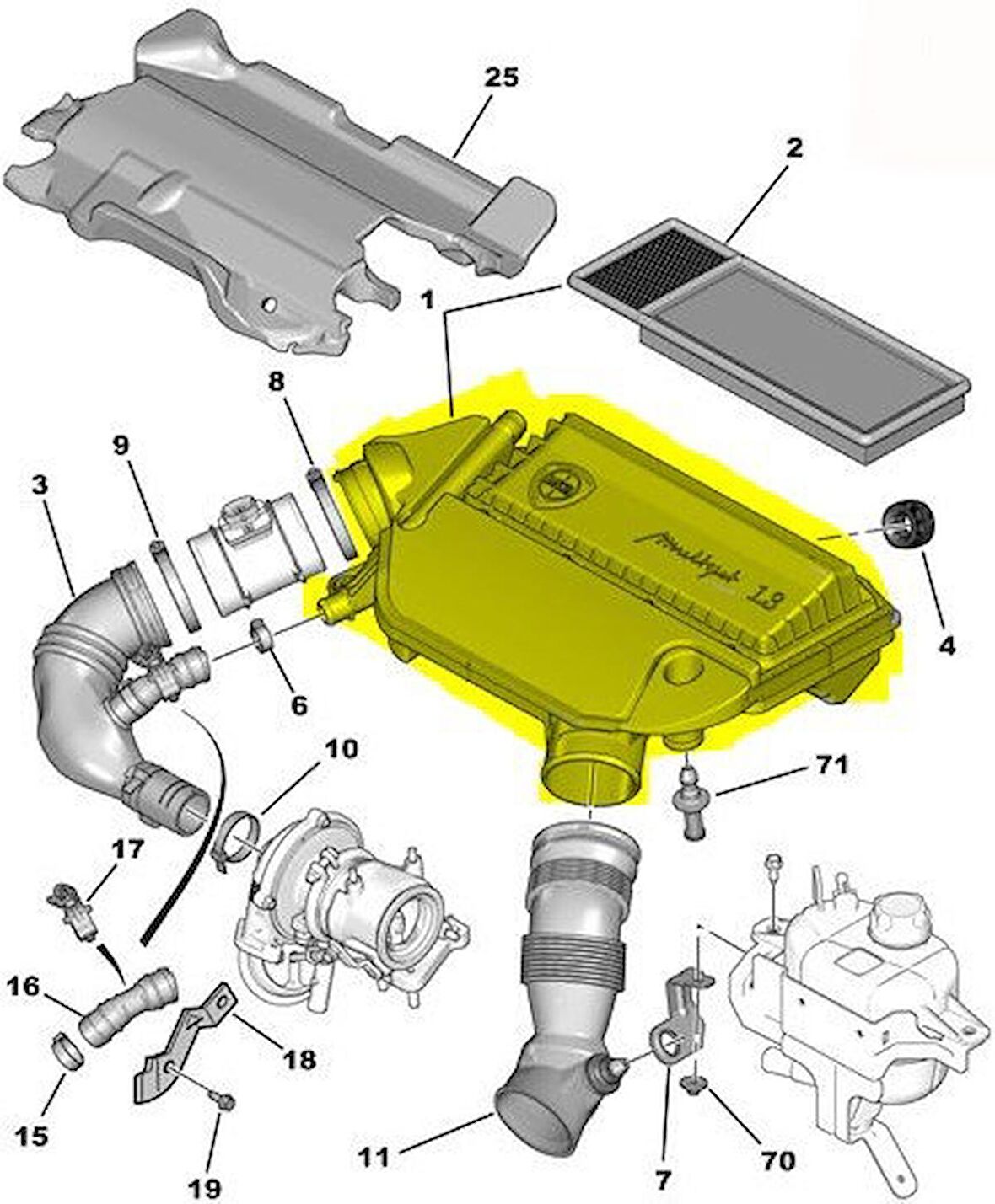 Fiat Linea Hava Filtre Kazanı [Orjinal] (1606436580)